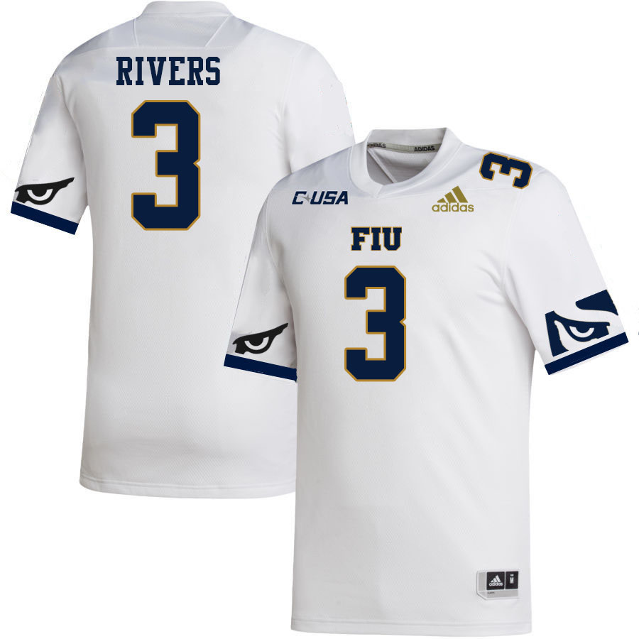 #3 Eric Rivers FIU Jersey,Florida International University Panthers Football Jersey-White